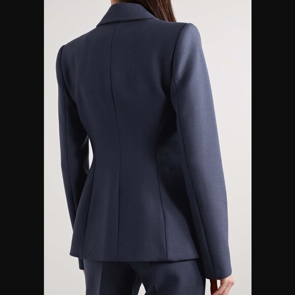 $2495 NWT Brandon Maxwell Navy Blue Larsa Stretch Wool Blazer Jacket size 14 - Picture 3 of 9